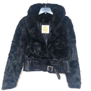 Wet Seal NWNT Black Faux Fur Jacket Size Large.